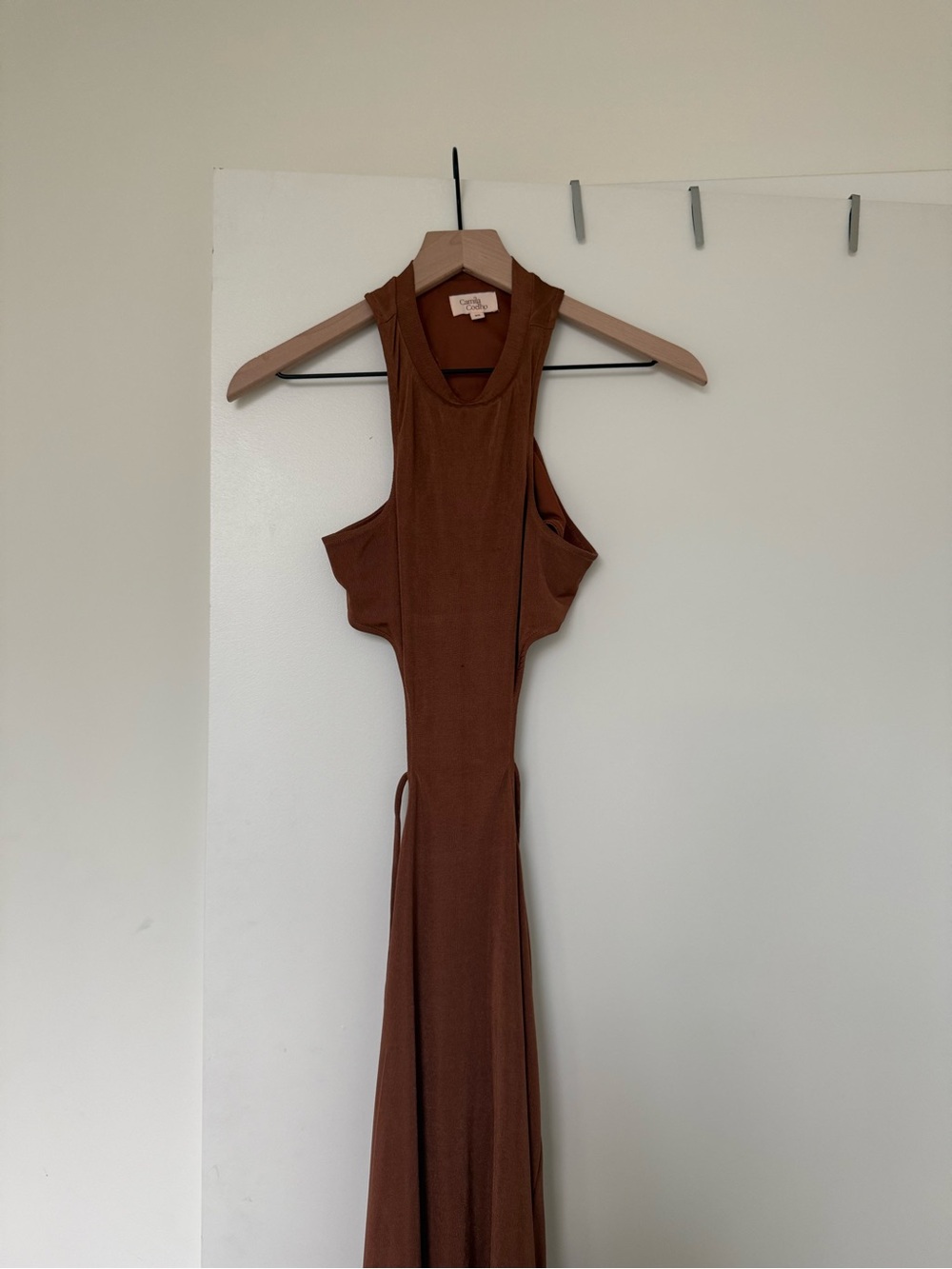 Camila Coelho Brown Asymmetrical Cutout Midi Dress